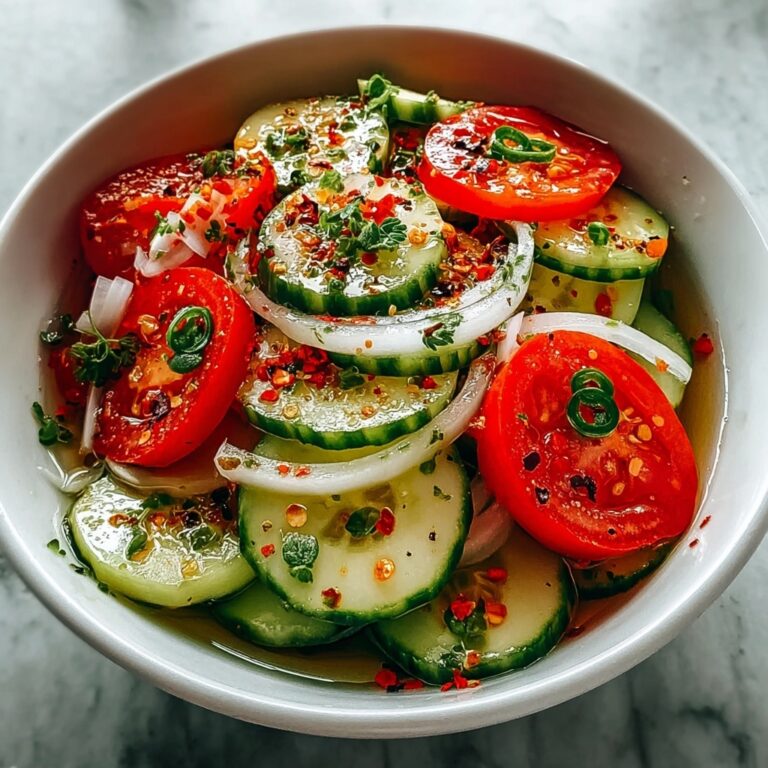 Refreshing Marinated Cucumbers, Onions, and Tomatoes Delight Recipe