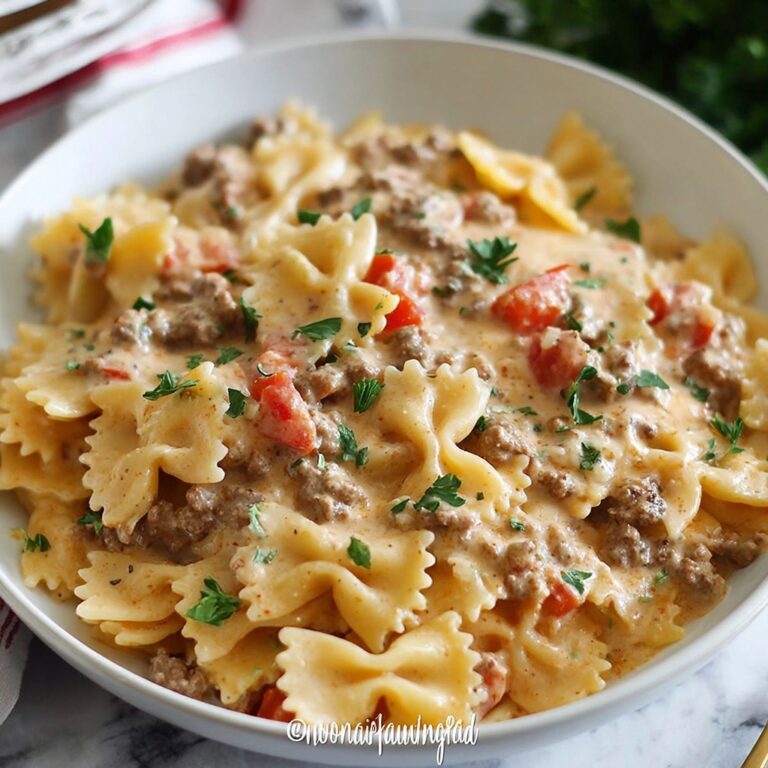 Bowtie Pasta with Creamy Velveeta Beef Sauce Recipe